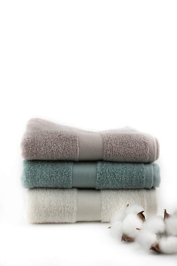 Taka Fabrics Хвиля 100% бавовна Рушник для рук, обличчя, гостей 3 штуки Розмір 50x80 см Набір Екрю, сірий, аква