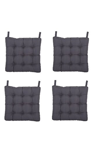 Kuscini 4 Lü  Pofidik Natura 40x40 Rattan Cırtlı Sandalye Minderi Seti - Antrasit