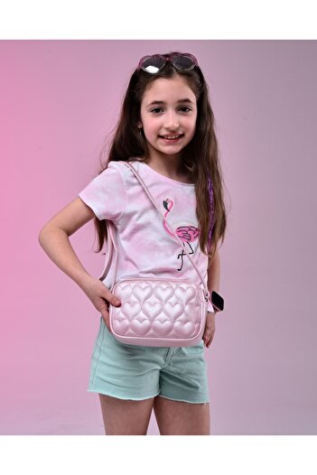 ICONE BAG Icone Çocuk Kalp Kapitone Detaylı Omuz Çantası Pembe