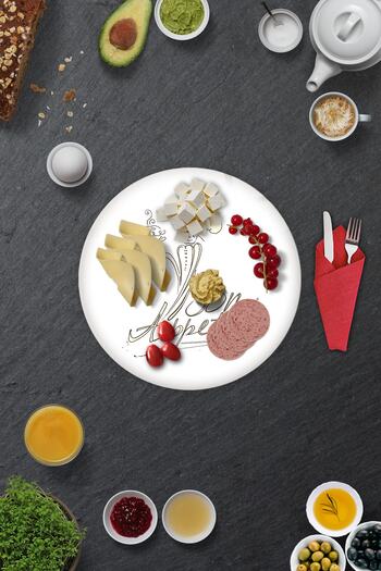 Decorita Set of 2| Glass Plate - Breakfast Plate - Cake Plate| Bon Appetit -chef| Diameter 32cm