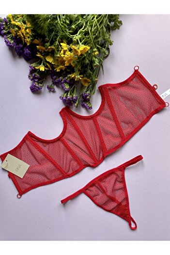 Pina Red Mesh Vintage Corset