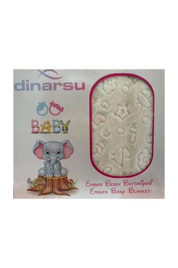Dinarsu Cream Colored Embos Baby Blanket - 100X120 Boxed