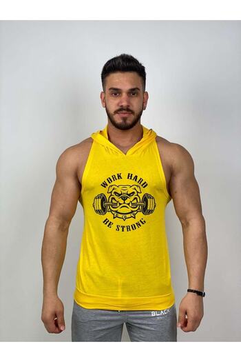 Black İstanbul Black - Work Hard - Tank Top Gym Hooded Hoodie Athlete