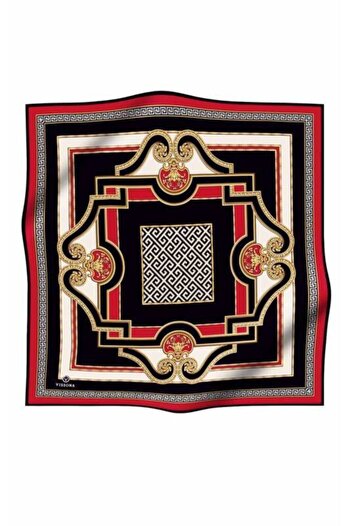 Vissona Women's Twill Silk Scarf Red Black