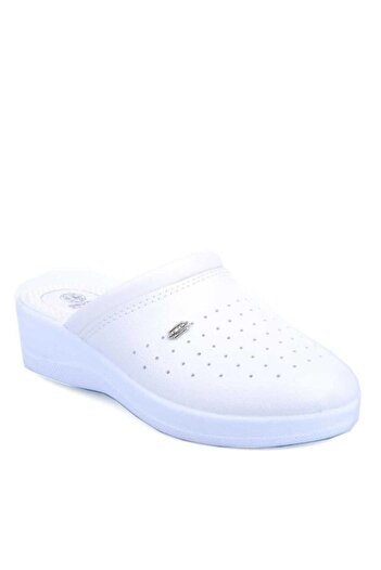 GEZER Women's Orthopedic (4 Dots) White Sabo Hospital-İş Slippers