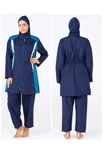 TESMAY Navy Blue Large Size Hijab Swimsuit