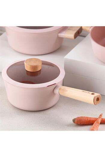 NEOFLAM Blossom Cast Aluminum Sauce Pot with Glass Lid 18 Cm