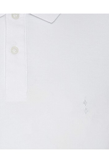 SÜVARİ Men's White Slim Fit Polo Neck T-shirt