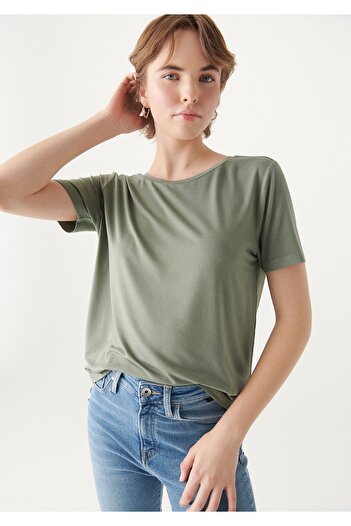 Mavi Crew Neck Khaki Basic T-Shirt Regular Fit / Normal Cut 1610634-80692