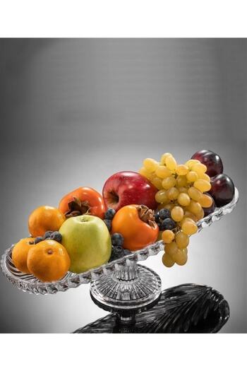 Multiamo Alegre Glass Oval Serving Plate Salad Fruit Plate Glass Presentation Holder