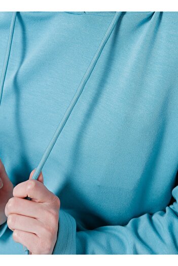 Aeropostale Y-brush Kapüşonlu Regular Fit Düz Mavi Kadın Sweatshirt