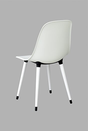 VİLİNZE Eames Beyaz Ahşap Ayak Plastik Beyaz Sandalye