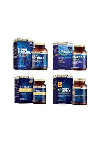 Nutraxin B-One Formula 90 Tablets - Omega 3, Coq-10, Vitamin Max and Vitamin B Capsules