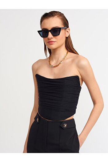Dilvin 20132 Detailní tyl bez ramínek Bustier-černý