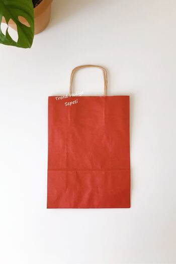 Trend Hediye Sepeti Бордова картонна сумка - 5 штук, натуральний вигин, з ручкою, 18x8x24