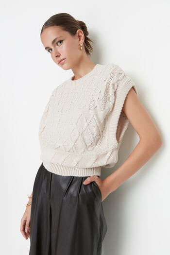 Trendyol Collection Crew Neck Stone Patterned Knitwear Sweater - TWOAW21BZ0447
