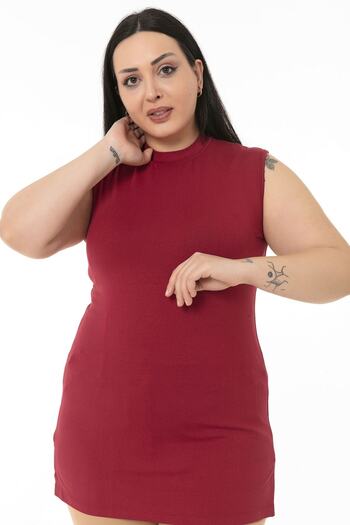 DISENTIS MODEST Large Size Half Fisherman Long Viscose Claret Red Body with Slits on the Sides