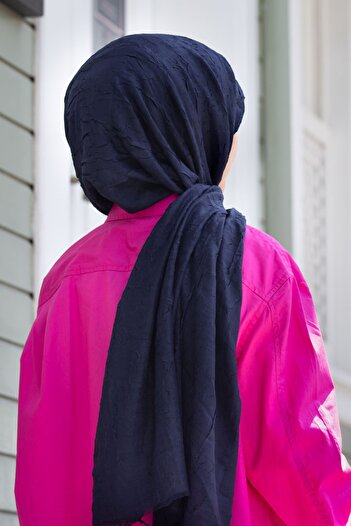 NUR İPEK Γυναικείο σάλι μπαμπού Navy Blue