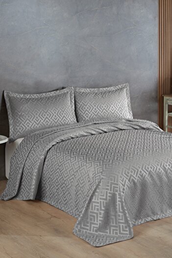 BİRHOME Estila Jacquard Chenille Double Bedspread (grey)