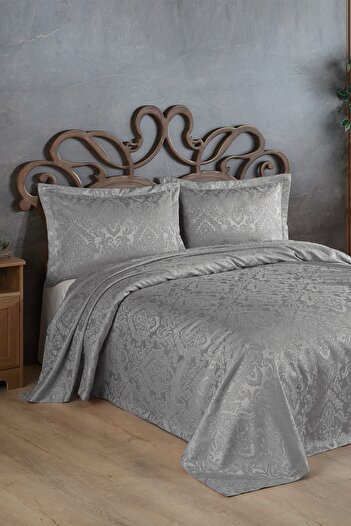 BİRHOME Sierra Jacquard Chenille Double Bedspread (grey)