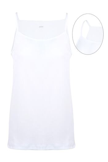 GRSN Pack of 6 Women's White 100% Cotton Soft Breathable Thin Rope Strap Ribbed Tank Top
