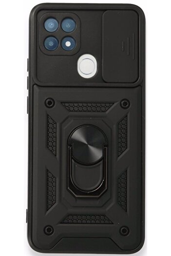 Fibaks Oppo A15-A15S Compatible Case Camera Protection Sliding Ring Armor Military Tank Armor