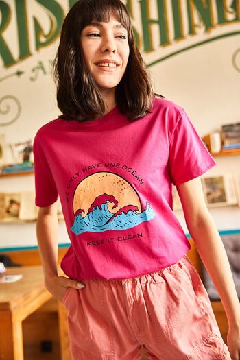 Olalook Γυναικείο T-Shirt Fuchsia Ocean TSH-19000294