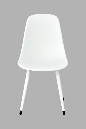 VİLİNZE Eames Beyaz Ahşap Ayak Plastik Beyaz Sandalye