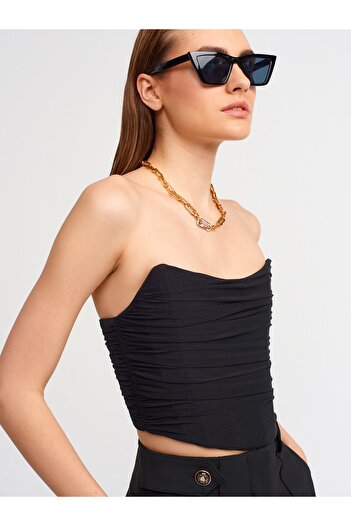 Dilvin 20132 Detailní tyl bez ramínek Bustier-černý