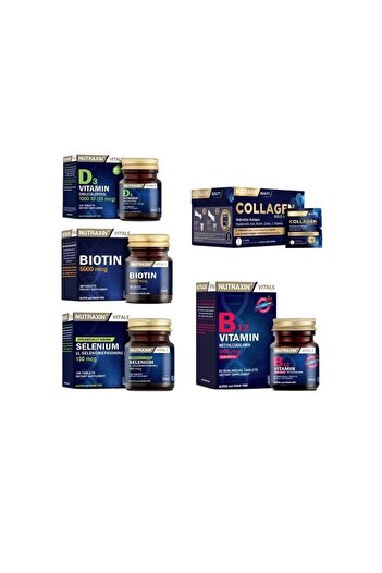 Nutraxin Collagen 30 Sachet - 10000MgBiotin, Selenium and Vitamin D3 + B12 Multilingual