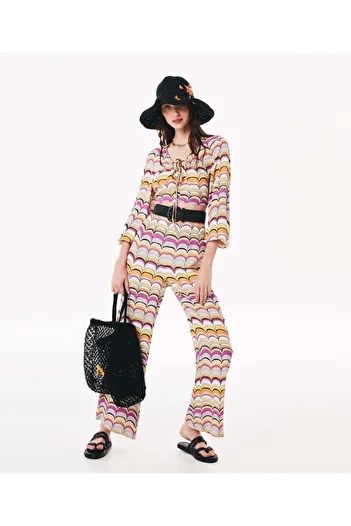 Twist Retro Pattern Blouse