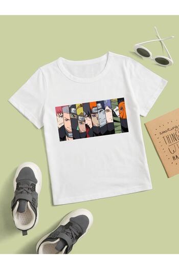 LePold Λευκό Naruto Anime Παιδικό T-Shirt Naruto Anime T-Shirt