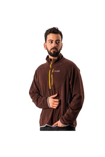 Freecamp Ανδρικό μπλουζάκι με μισό φερμουάρ Fleece Polar-καφέ