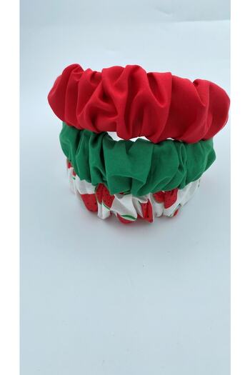 White Alamode Green, Red and Watermelon Patterned 3-Piece Crown Set