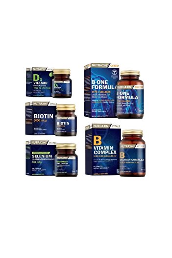 Nutraxin B-One Formula 90 Tablets + Biotin + Selenium + Vitamin D3 + Vitamin B 60 Tablets