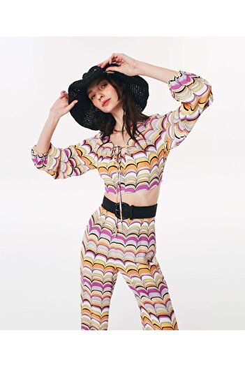 Twist Retro Pattern Blouse