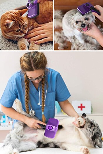Buffer Practical Cat Dog Hair Brush with Automatic Cleaning Buttons