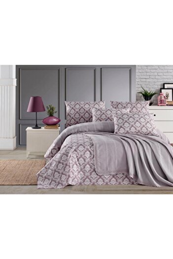 Kardelen 100% Cotton Dowry Double Laced Pique Bedspread Set