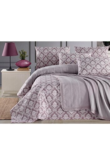 Kardelen 100% Cotton Dowry Double Laced Pique Bedspread Set