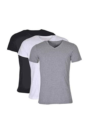 Tutku Men's Mixed 6 Pieces V-Neck Half Sleeve Undershirt