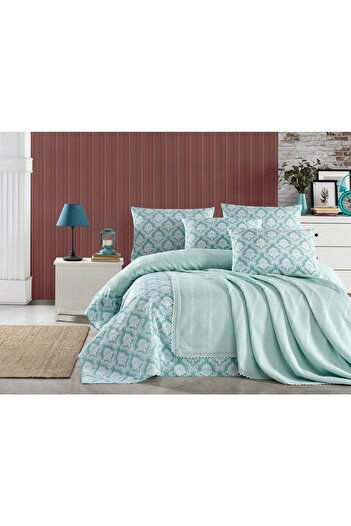 Kardelen 100% Cotton Dowry Double Laced Pique Bedspread Set