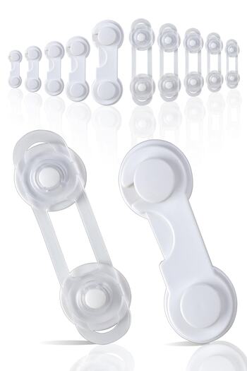 İdeal Baby Child Baby Safety Multi-Purpose Lock Cabinet Door Drawer White Goods Safety 10 Pieces - White