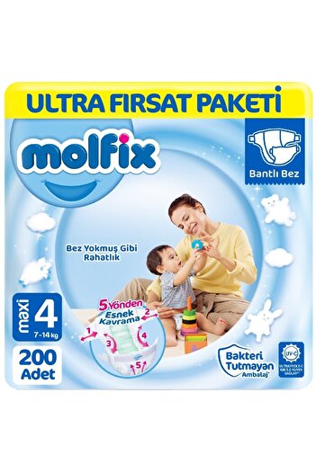 Molfix حفاضات أطفال مقاس 4 عبوة الترا فرصة 100×2 200 قطعة