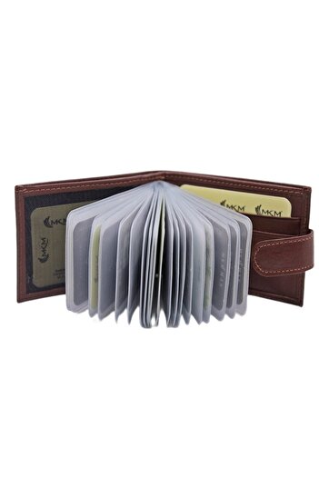 MKM Man Genuine Leather Wallet with Transparent Card Holder Side Model