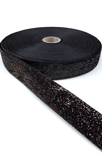 Hobigram Μαύρη Glitter Velvet Ribbon 2 cm 1 Meter – Ειδικό σχέδιο, Αξεσουάρ, Ποιοτική Παραγωγή, Εντυπωσιακό Στυλ –