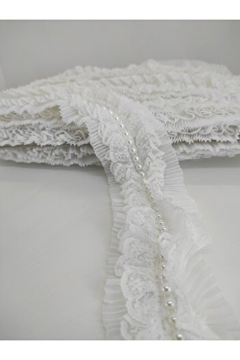 Hobigram White Pearl Ruffle Ribbon – Ειδικό Σχέδιο, Αξεσουάρ, Ποιοτική Παραγωγή, Εντυπωσιακό Στυλ – Κορδέλα