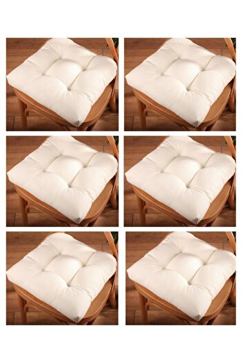 ALTINPAMUK 6-Piece Gold Cream Pofidik Chair Cushion Special Stitched 40X40Cm