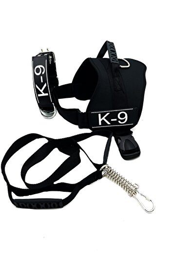 Tasma Market Black K9 Dog Collar Set with Breast, Neck Collar, Trip 3-Piece Dog Collar Set