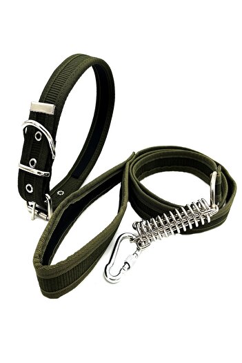 Tasma Market Khaki Dog Collar and Dog Walking Set