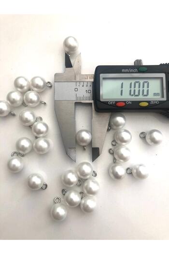 canan dizayn Metal Leg Pearl Ball Button 11 mm White (15 Pieces)